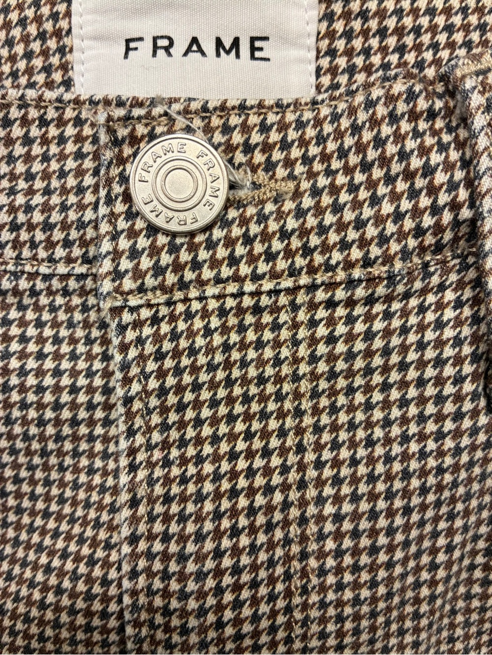 Frame Le Crop Flare Brown and Grey Houndstooth Jeans Sz 28 - Picture 5 of 14